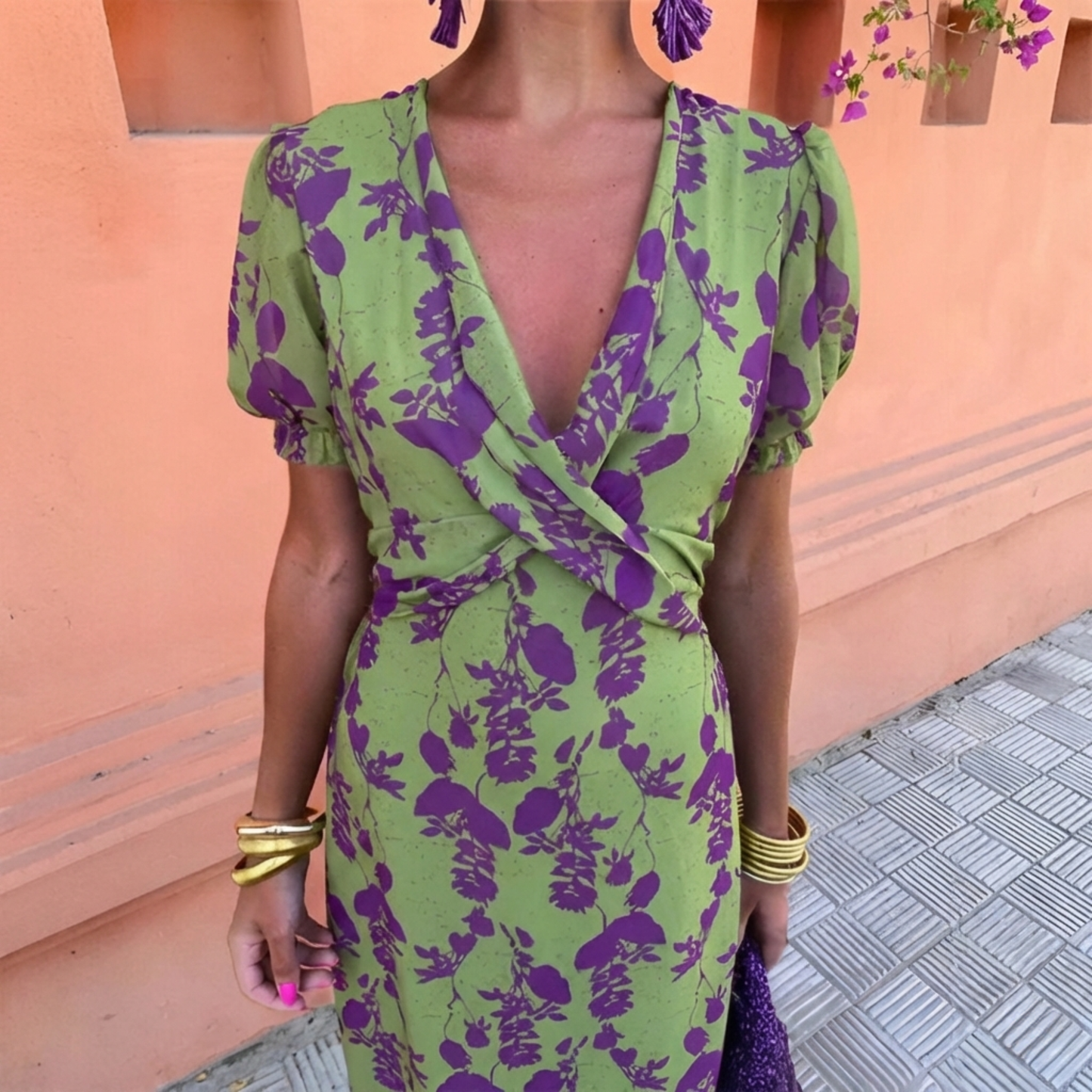 Andrea™ spring dress by Isabel y Miguel Madrid featuring a floral print, sleeveless design, and lightweight fabric.