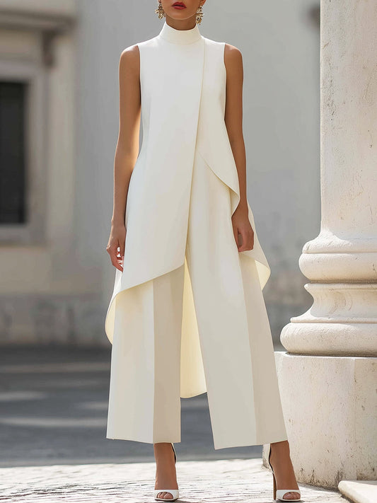Vestido largo y elegante de caída de Isabel y Miguel Madrid, Martina, con diseño sofisticado y estilo moderno.