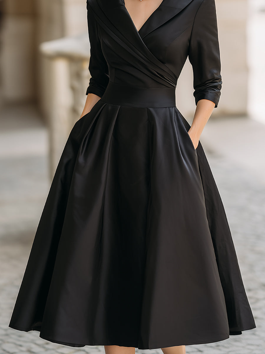 Noelia | Vestido Midi en Satén - Carlos Hernández Madrid