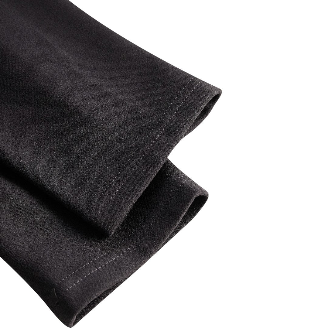 Marina | Vestido negro refinado con cinturón y cuello mandarín - Carlos Hernández Madrid