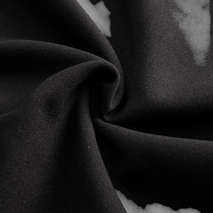 Marina | Vestido negro refinado con cinturón y cuello mandarín - Carlos Hernández Madrid