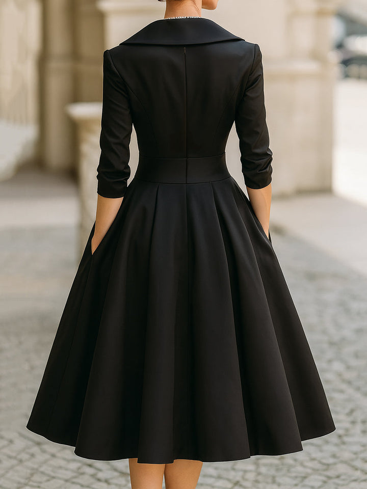 Noelia | Vestido Midi en Satén - Carlos Hernández Madrid