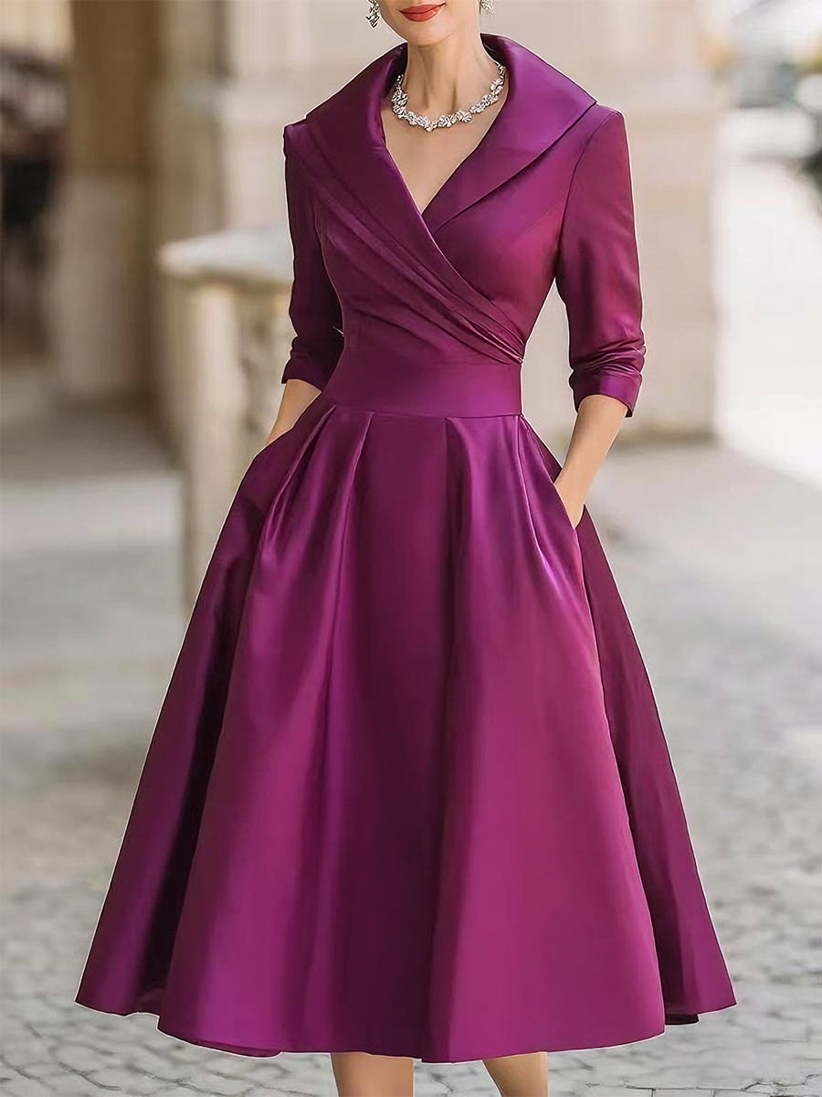 Noelia | Vestido Midi en Satén - Carlos Hernández Madrid