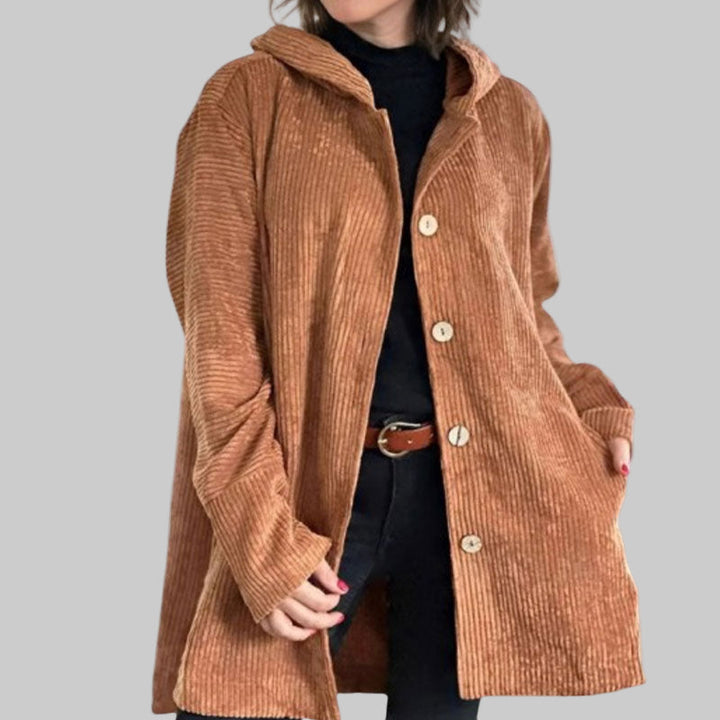 Adriana | Chaqueta informal de terciopelo con capucha para la temporada de invierno - Carlos Hernández Madrid
