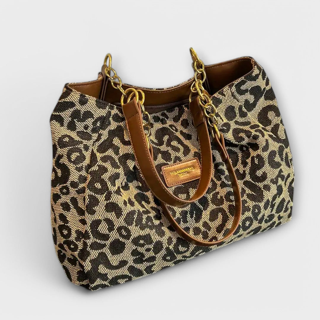Olivia - Tote de Lona con Diseño de Leopardo