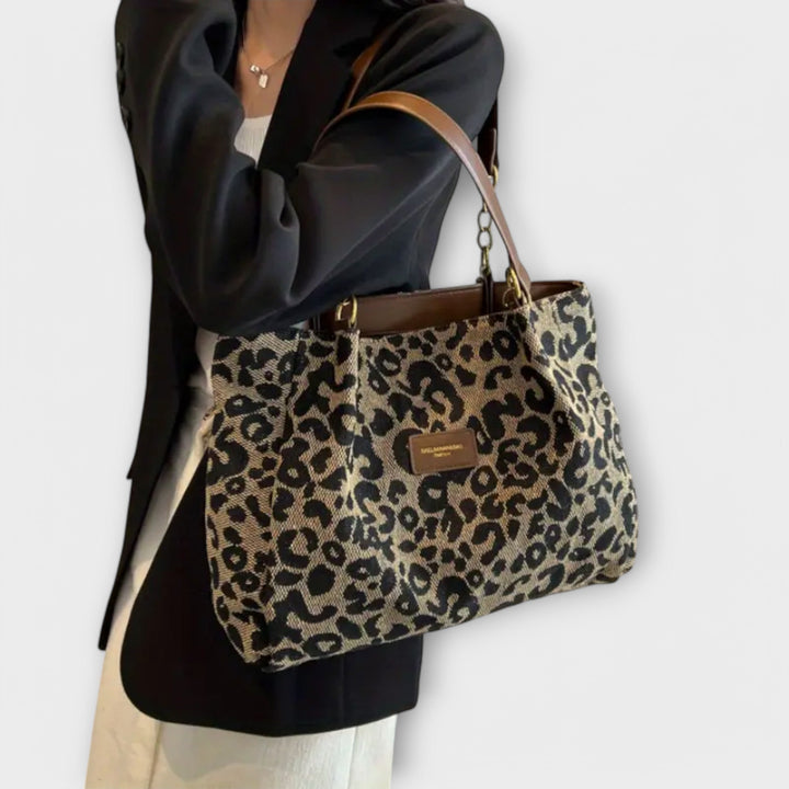 Olivia - Tote de Lona con Diseño de Leopardo
