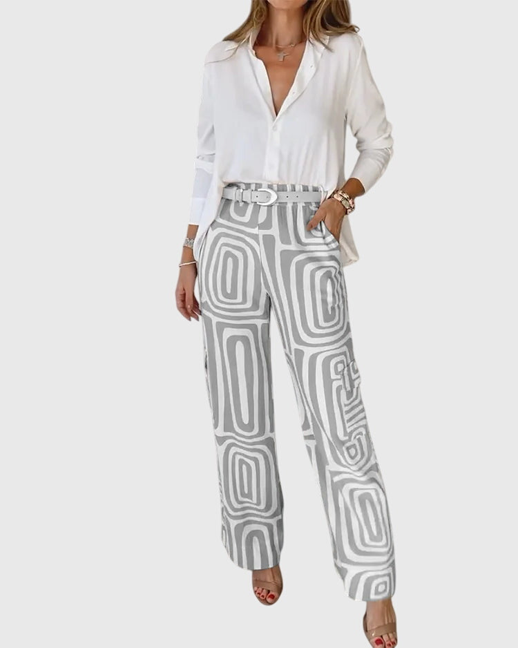Emilia™ | Conjunto Elegante: Pantalones, Blusa y Cinturón de Regalo - Carlos Hernández Madrid