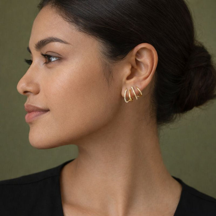 ✨ Pendientes de oro con circonitas Elegantes y atemporales