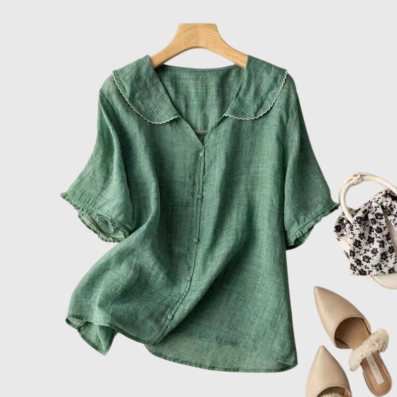 Elegant Adele™ blouse by Isabel y Miguel Madrid, featuring a stylish design with a flattering fit and sophisticated details.