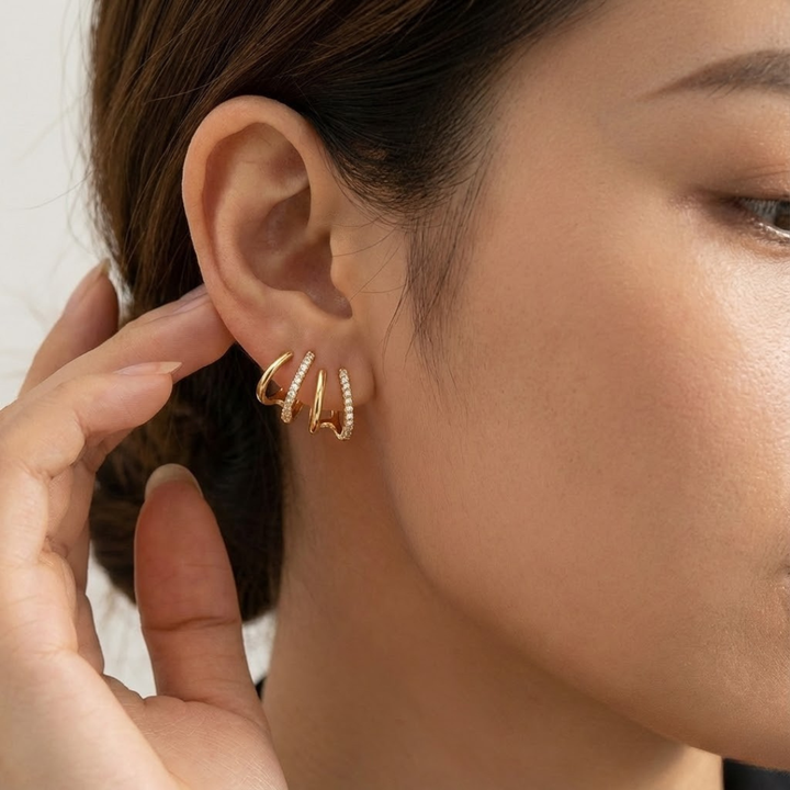 ✨ Pendientes de oro con circonitas Elegantes y atemporales