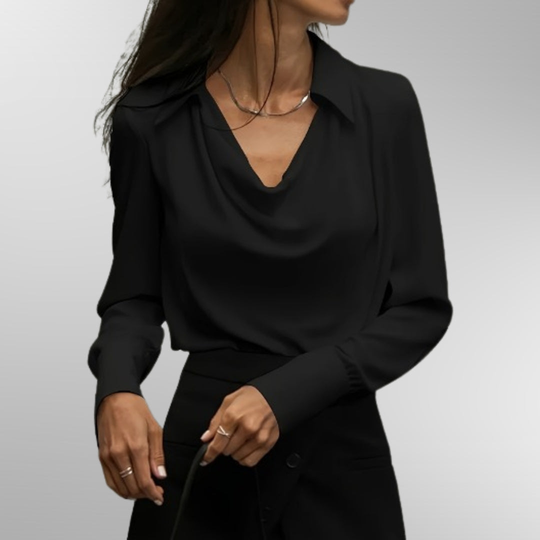 Violet™ Isabel y Miguel Madrid satin blouse in violet color, featuring a stylish blouse with smooth, shiny fabric and elegant design.