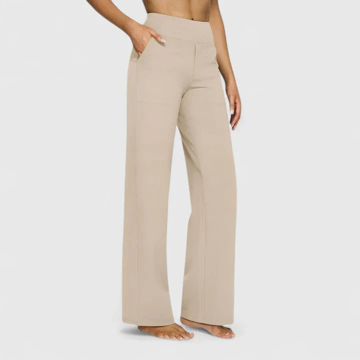 Pantalones cómodos Jasmynne de Isabel y Miguel Madrid, con estilo casual y tela suave, en color neutro y ajuste relajado.