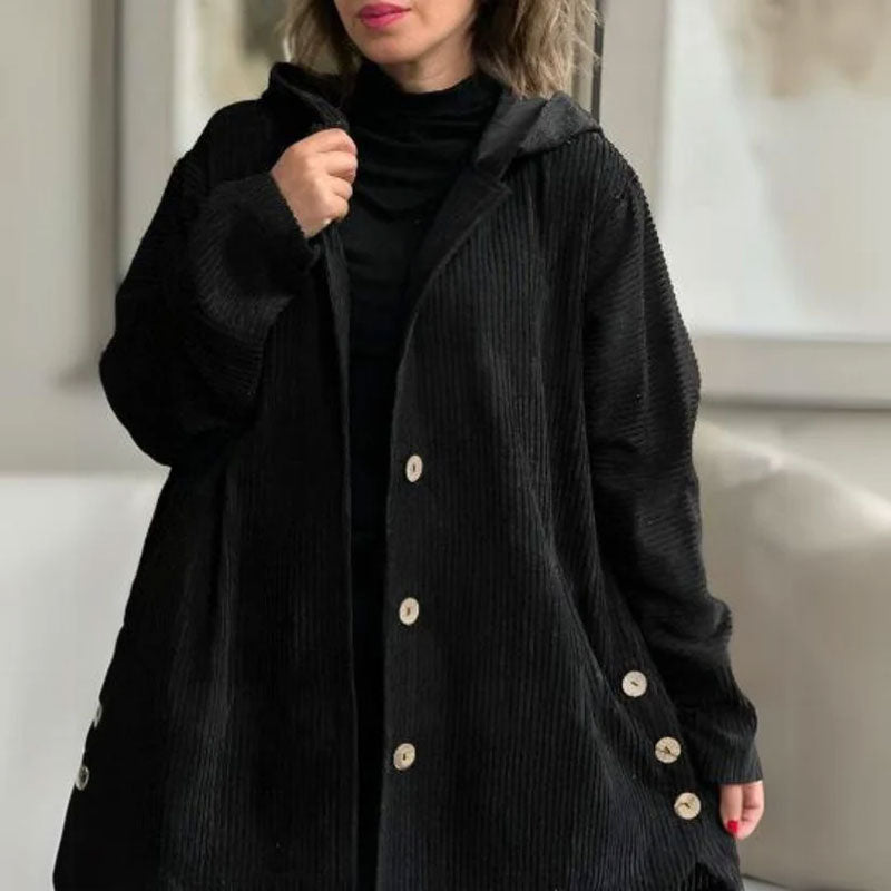 Adriana | Chaqueta informal de terciopelo con capucha para la temporada de invierno - Carlos Hernández Madrid
