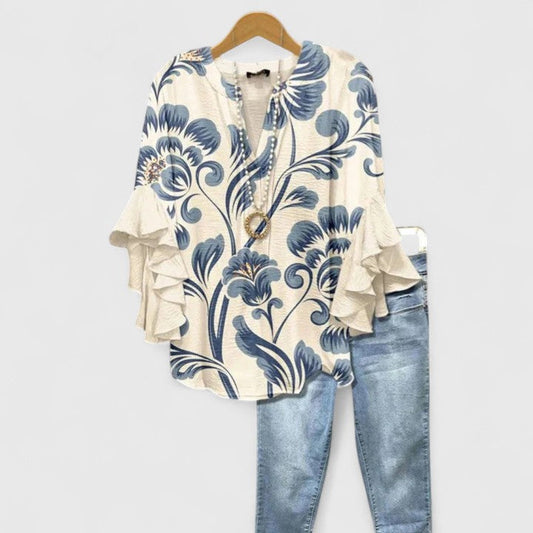 Isabel y Miguel Madrid Saryphiah comfortable blouse in soft fabric, featuring a relaxed fit and stylish design.