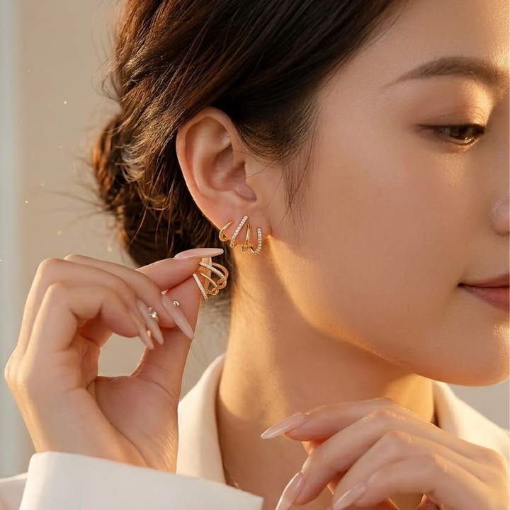 ✨ Pendientes de oro con circonitas Elegantes y atemporales