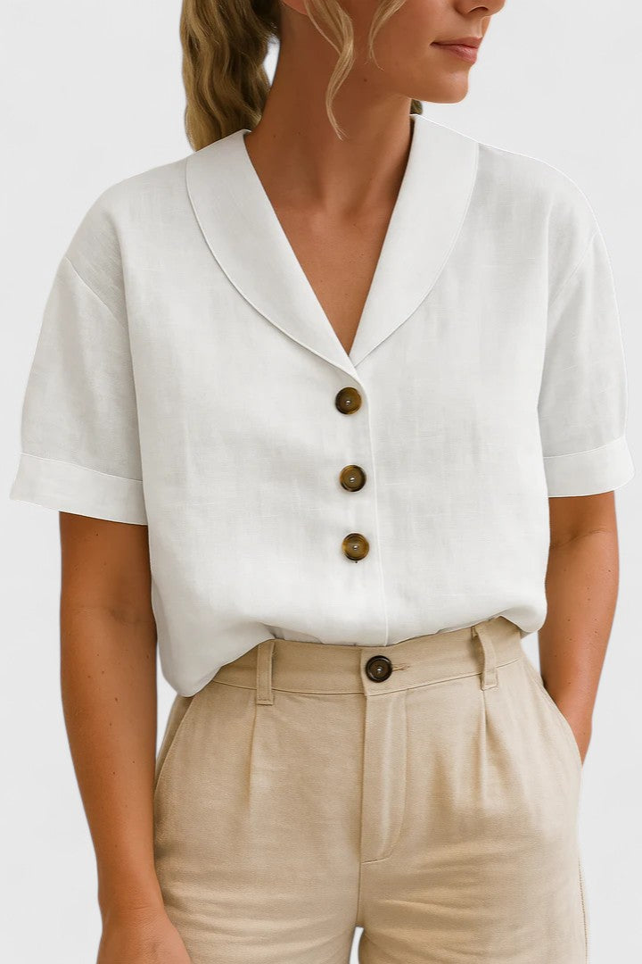 Elegant Isabel y Miguel Madrid Charlie blouse in soft fabric, featuring a stylish design and classic collar, perfect for sophisticated looks.