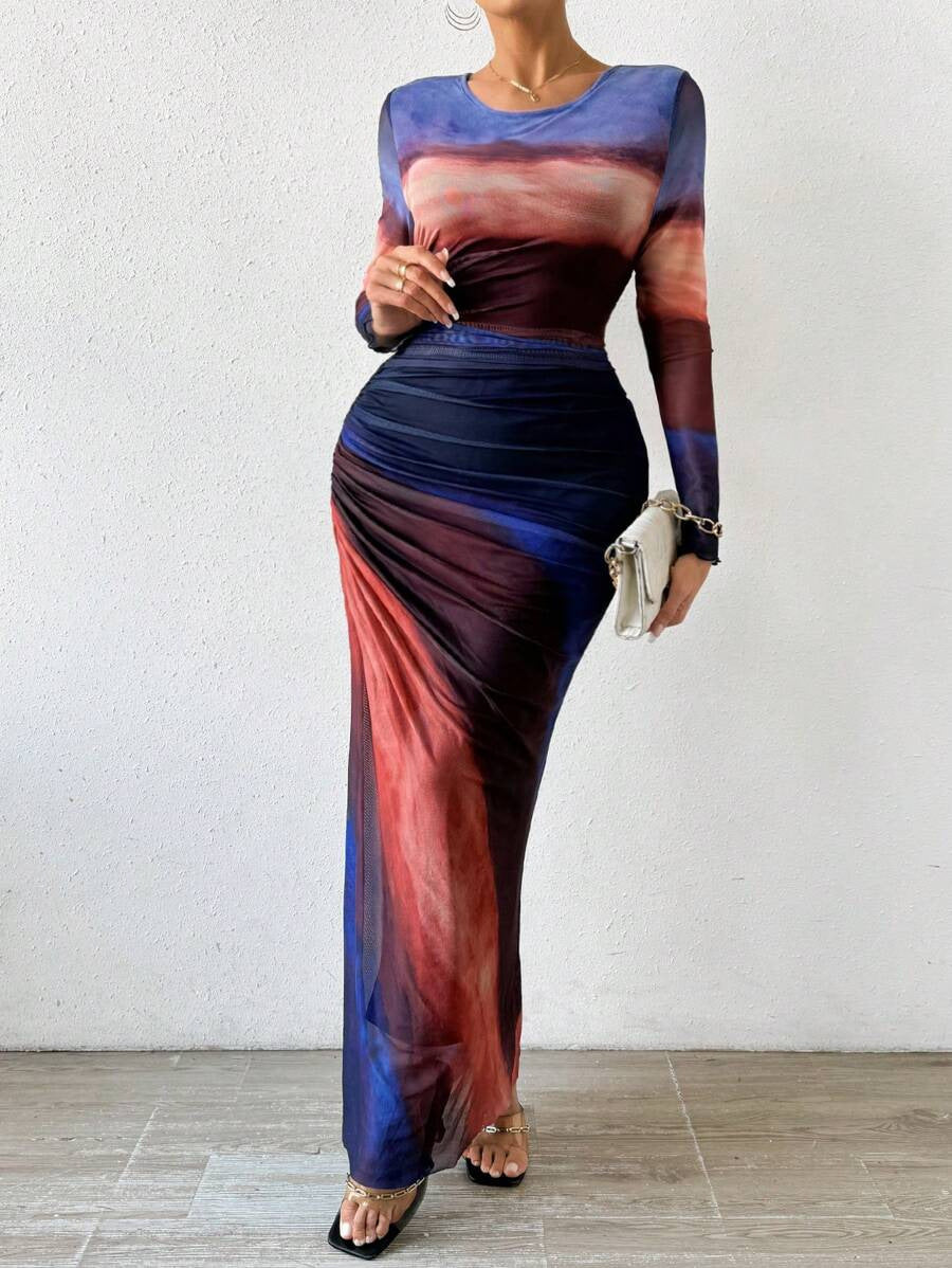 Natalia | Vestido Maxi Bodycon de Manga Larga Impreso y Cómodo - Carlos Hernández Madrid