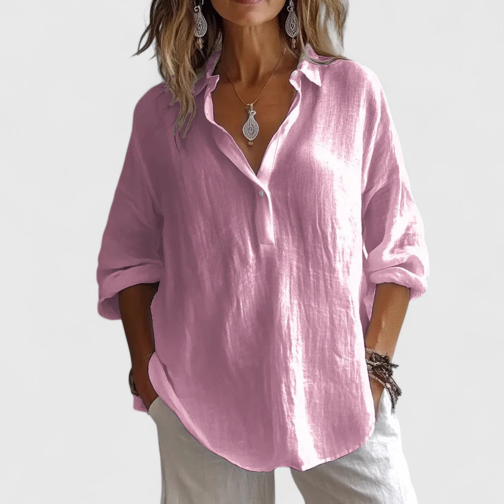 Elegant Roxanna blouse by Isabel y Miguel Madrid, featuring a chic design with intricate details and stylish fabric.