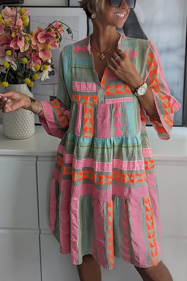 Juliane | Vestido Boho de Swing con Detalles de Volantes - Carlos Hernández Madrid