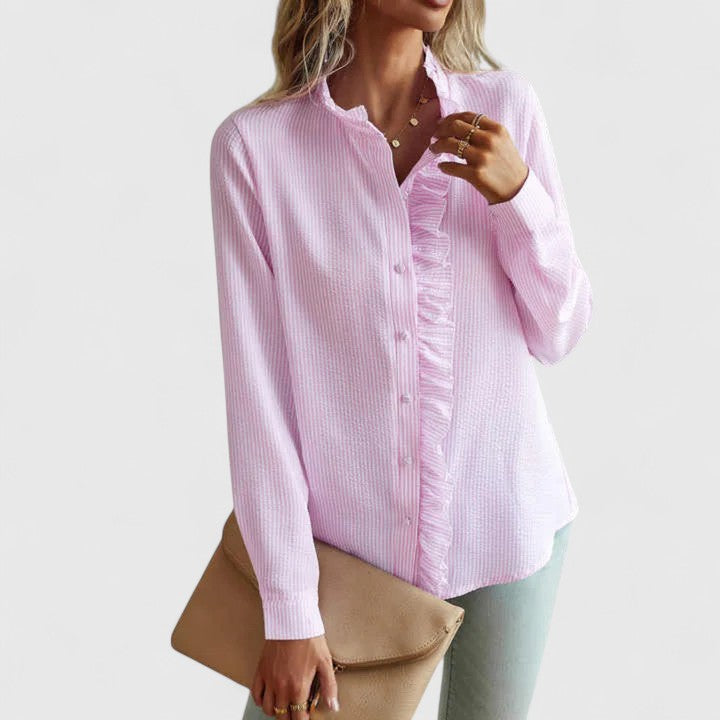 Yasmine women's long sleeve blouse by Isabel y Miguel Madrid, stylish with elegant fabric and sophisticated design.