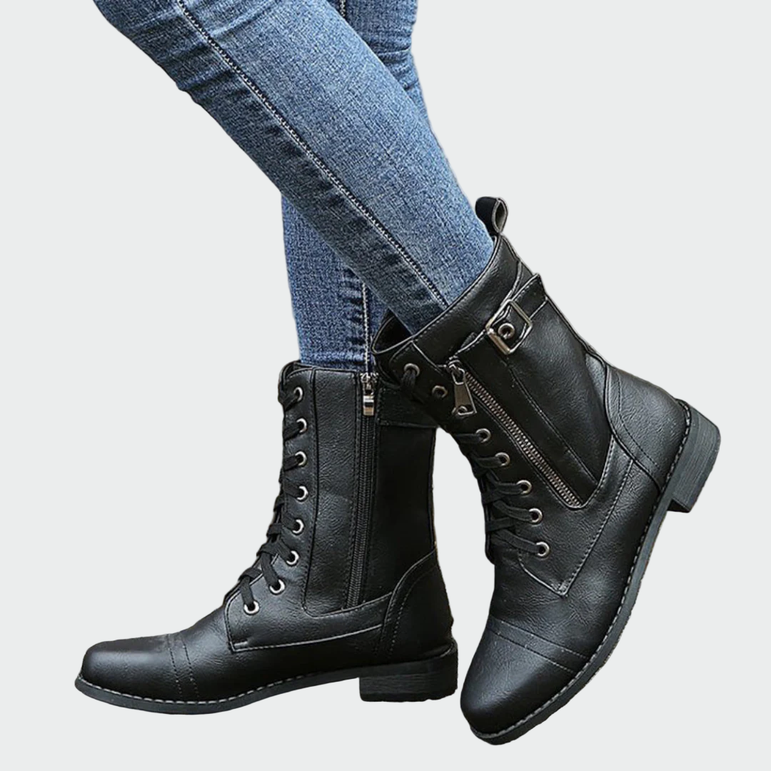 Patricia | Botas Militares de Cuero Ortopédicas para Mujer - Carlos Hernández Madrid