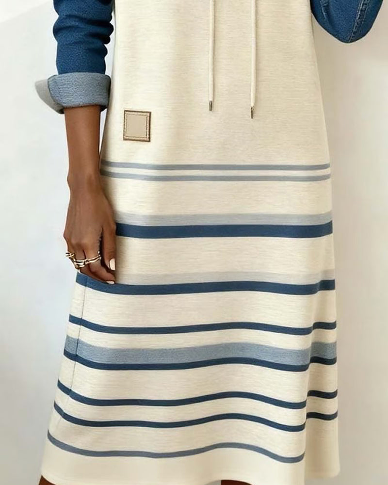 Camila | Vestido con Capucha a Rayas y Mezcla de Colores - Carlos Hernández Madrid