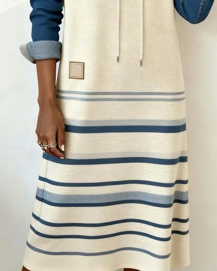 Camila | Vestido con Capucha a Rayas y Mezcla de Colores - Carlos Hernández Madrid