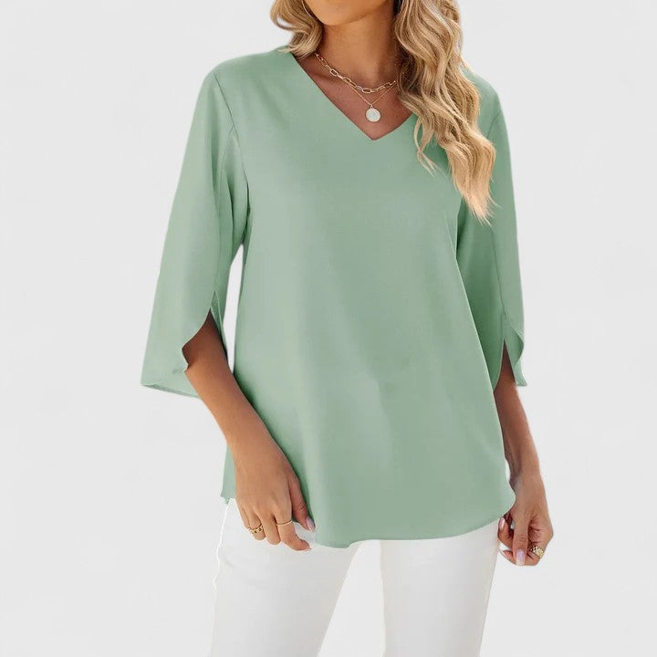 Elegant Debby blouse by Isabel y Miguel Madrid featuring stylish fabric and classic design, perfect for sophisticated occasions.