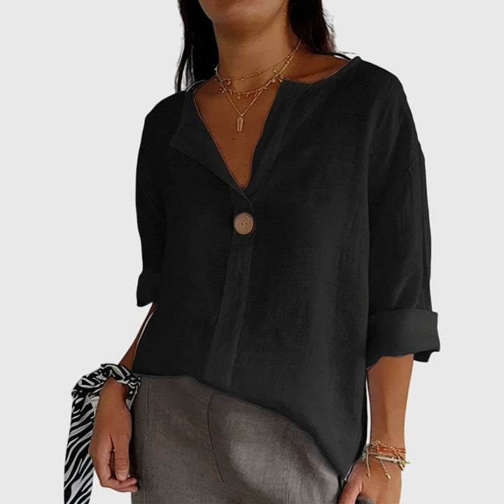 Elegant Valentina™ women's blouse by Isabel y Miguel Madrid, featuring a stylish and sophisticated shirt design.