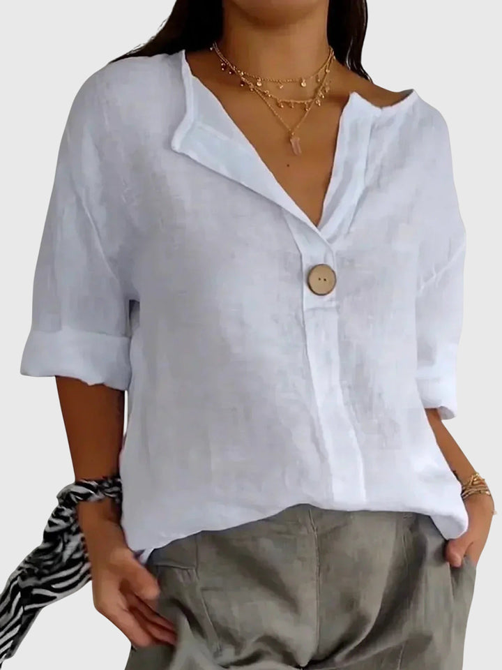 Elegant Gemma™ blouse by Isabel y Miguel Madrid, featuring a comfortable fit and stylish design in soft fabric.
