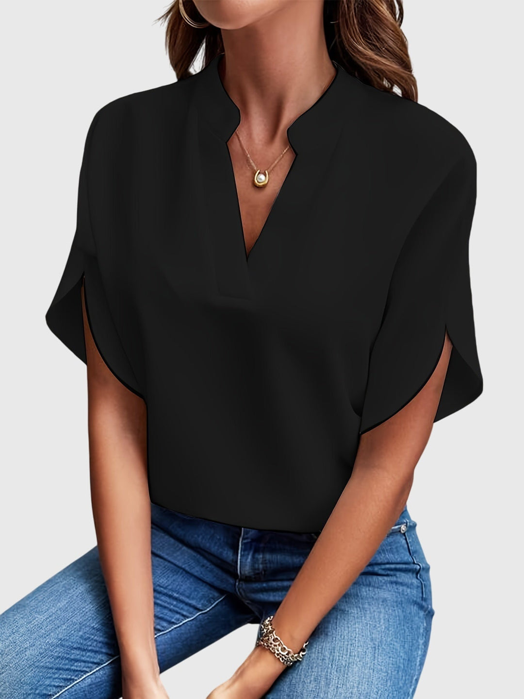 Elegant Kristie™ blouse by Isabel y Miguel Madrid, featuring a stylish design and lightweight fabric, shown on a mannequin.