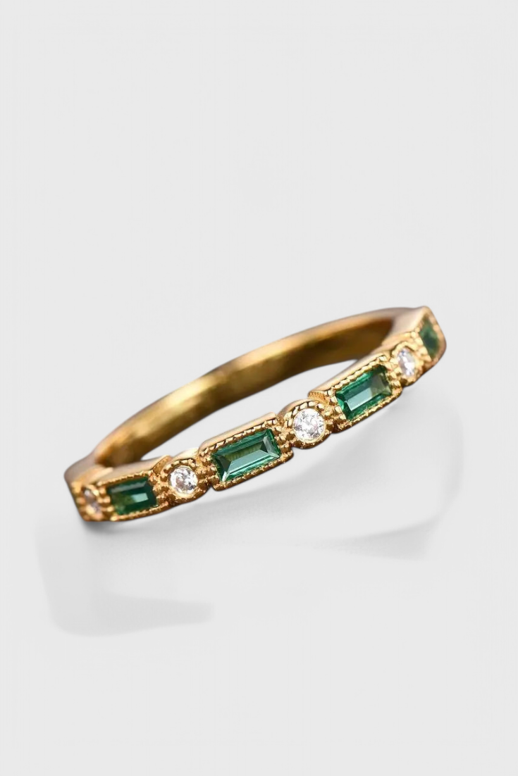 Anillo de Oro con Zirconia Verde Vintage - Carlos Hernández Madrid