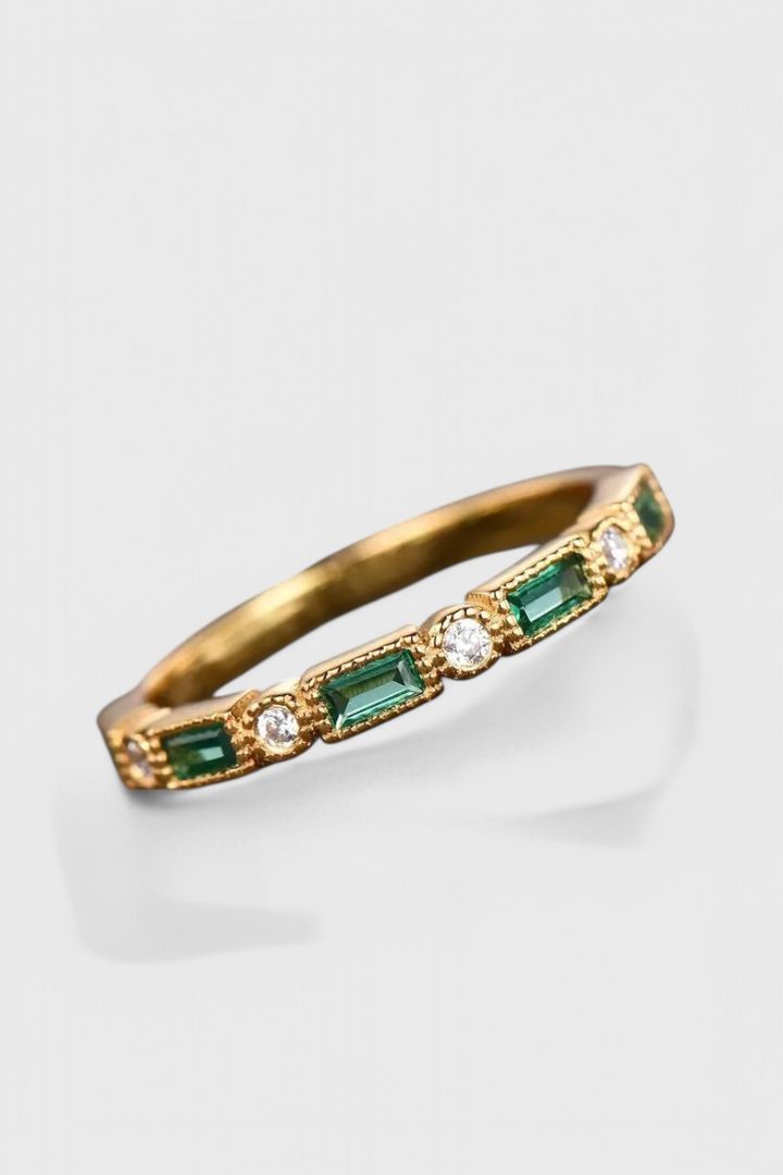 Anillo de Oro con Zirconia Verde Vintage - Carlos Hernández Madrid