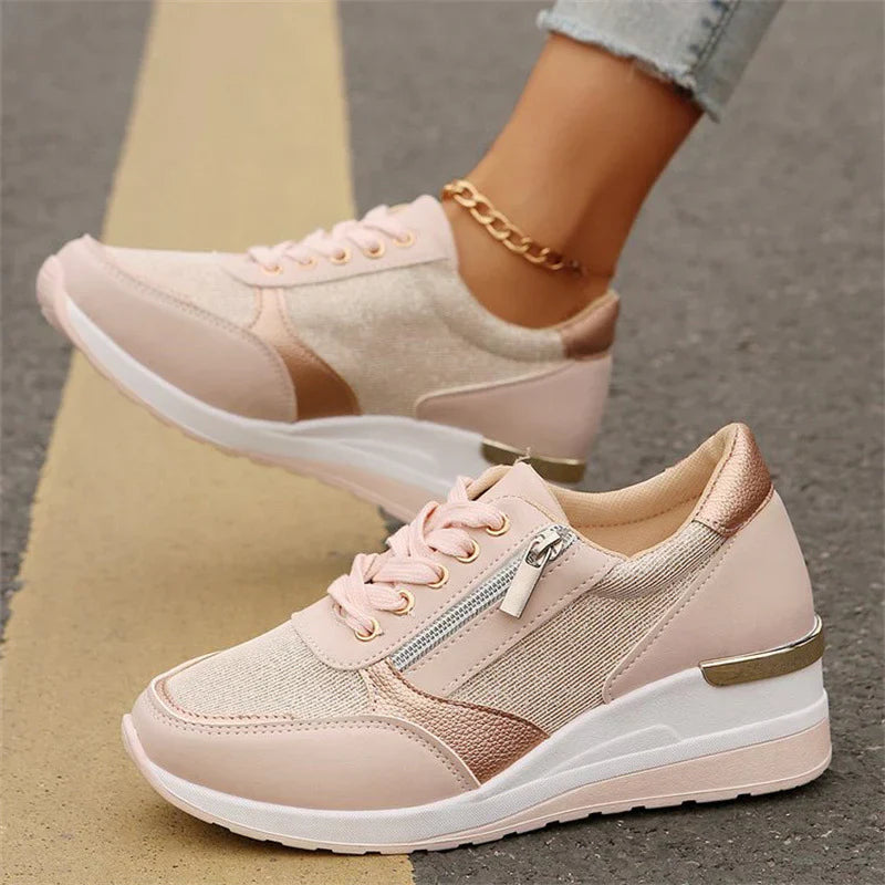 Women's orthopedic sneakers with laces and side zipper by Isabel y Miguel Madrid, featuring supportive design and comfortable fit.