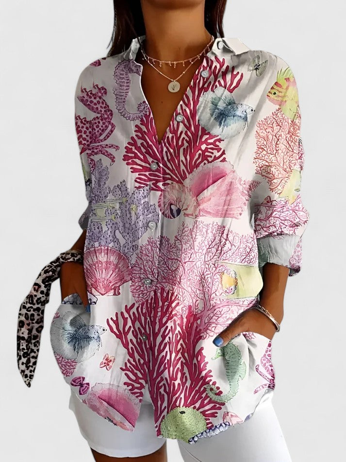 Elegant women's Dianne™ blouse by Isabel y Miguel Madrid, featuring a chic design with stylish fabric and modern cut.