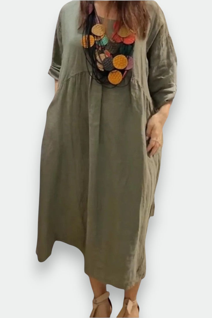 MANDIRA | Vestido de algodón y lino - Carlos Hernández Madrid