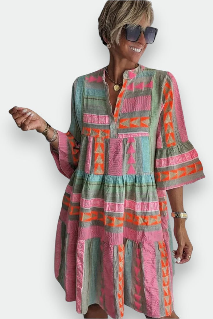 Juliane | Vestido Boho de Swing con Detalles de Volantes - Carlos Hernández Madrid